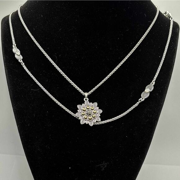 Silver Floral Overlay Necklace - Picture 1 of 3